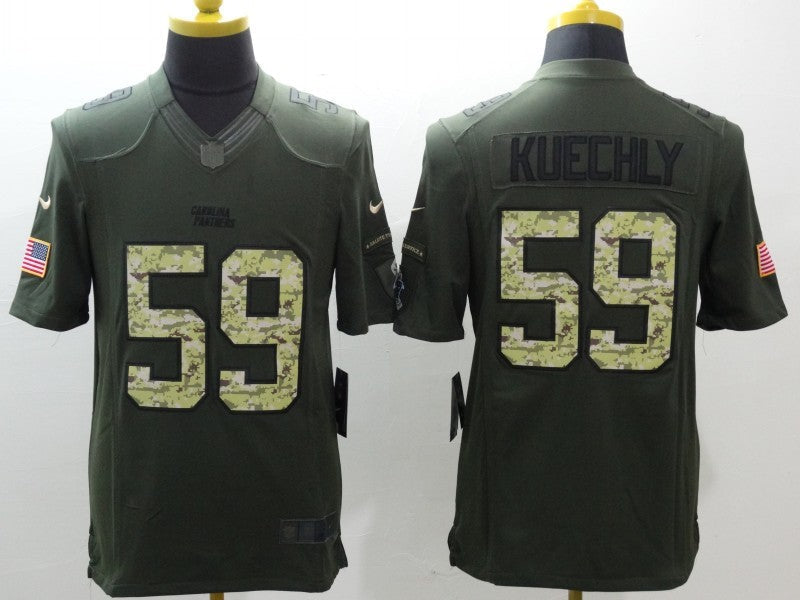 Men's Carolina Panthers Luke Kuechly #59 Army Green Game Jersey1 football jersey product view 1