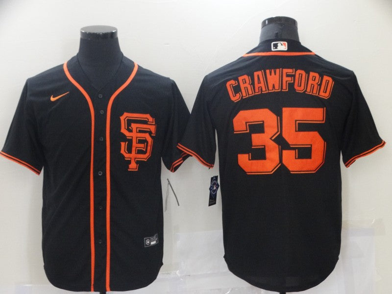 Men's San Francisco Giants Brandon Crawford #35 Black Stitched Jersey baseball jersey product view 1