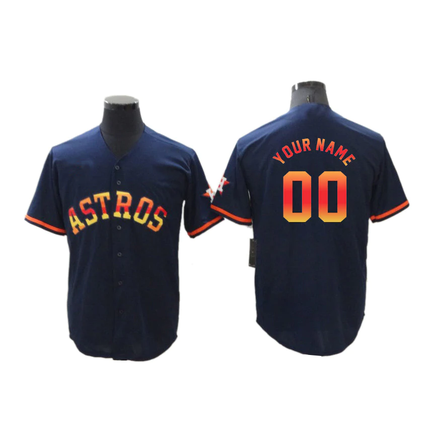 Men's Houston Astros Navy Replica Custom Jersey1 baseball jersey product view 1