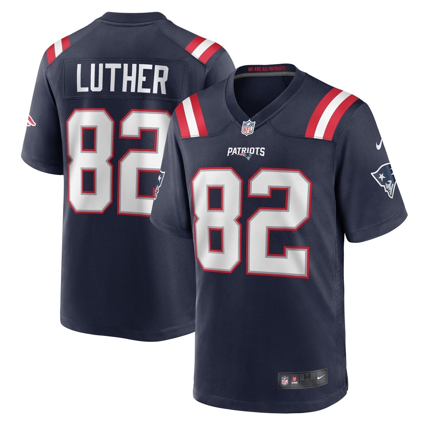 T.J. Luther New England Patriots Team Game Jersey - Navy football jersey product view 1