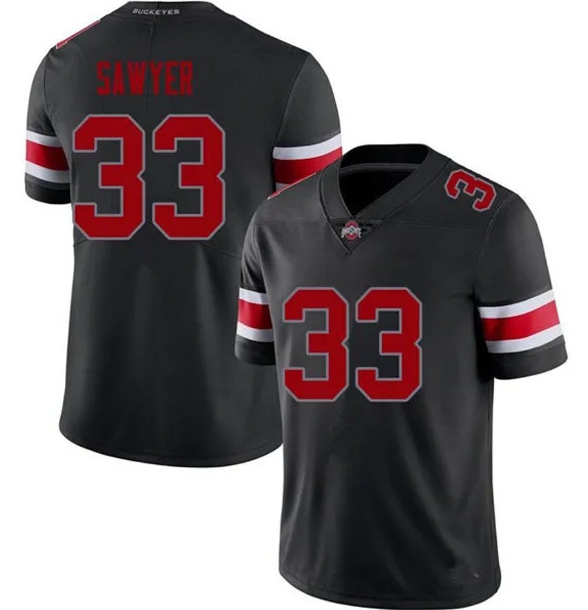 Jack Sawyer Ohio State Buckeyes Jersey Black sports jersey product view 1