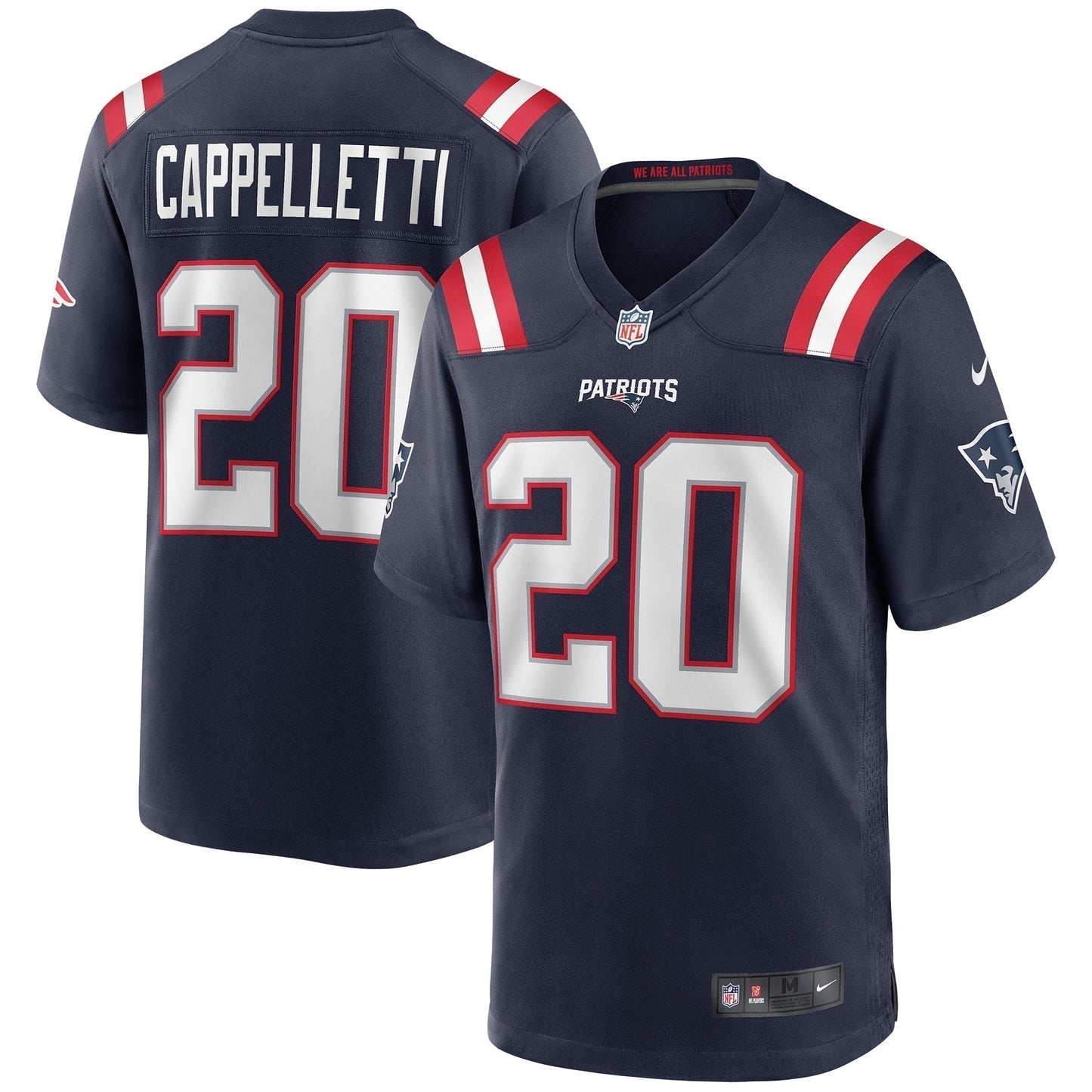Gino Cappelletti New England Patriots Game Retired Jersey - Navy football jersey product view 1