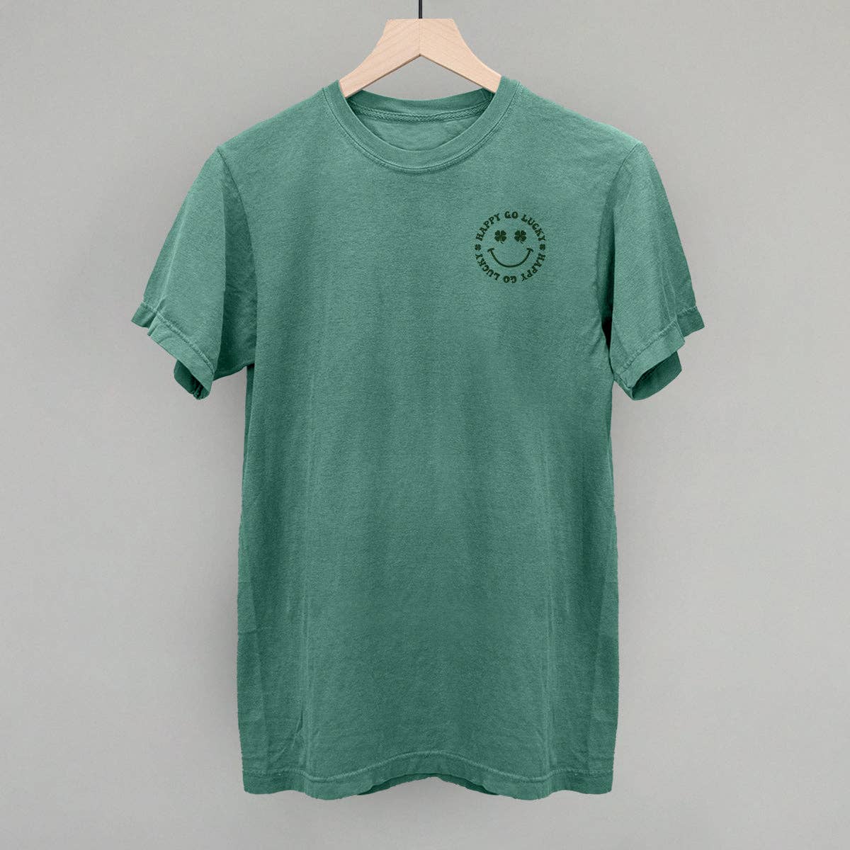 Happy Go Lucky Clover (Left Chest) Unisex T-shirt, Sweatshirt, Hoodie, Long Sleeve Tee - T-Shirt, Sweatshirt, Hoodie