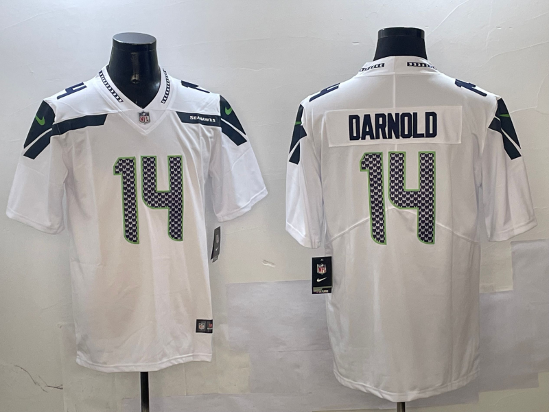 Men's Seattle Seahawks Sam Darnold #14 White Game Player Jersey football jersey product view 1