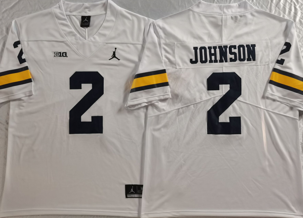 Men's Michigan Wolverines Will Johnson White Game Jersey sports jersey product view 1