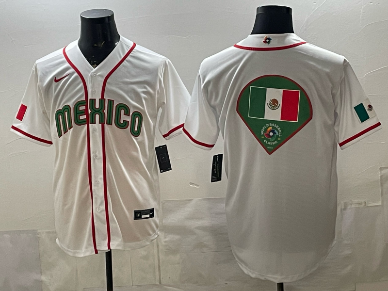Men's Mexico Baseball White 2026 World Baseball Classic Game Jersey baseball jersey product view 1