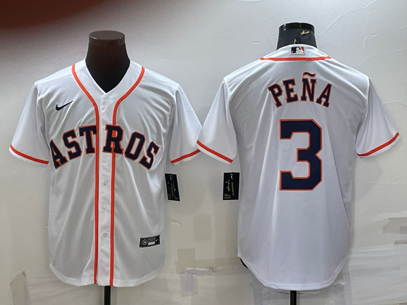 Men's Houston Astros Jeremy Pena #3 White Home Replica Jersey baseball jersey product view 1