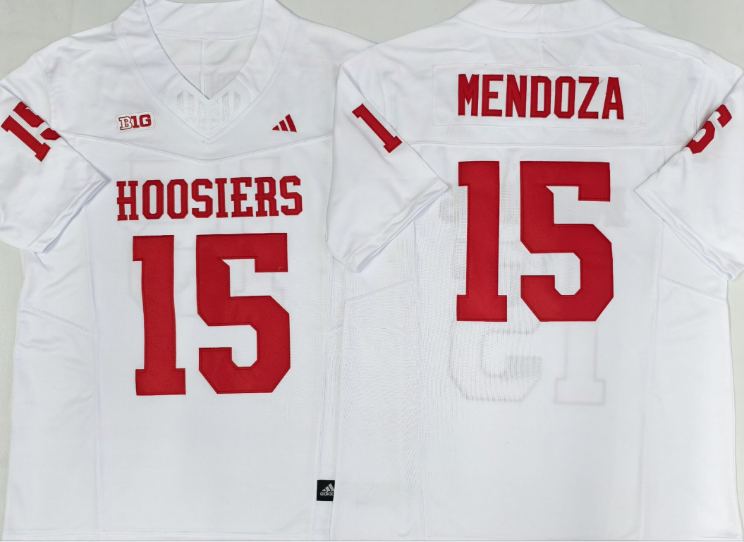 Men's Indiana Hoosiers Fernando Mendoza #15 White Jersey sports jersey product view 1