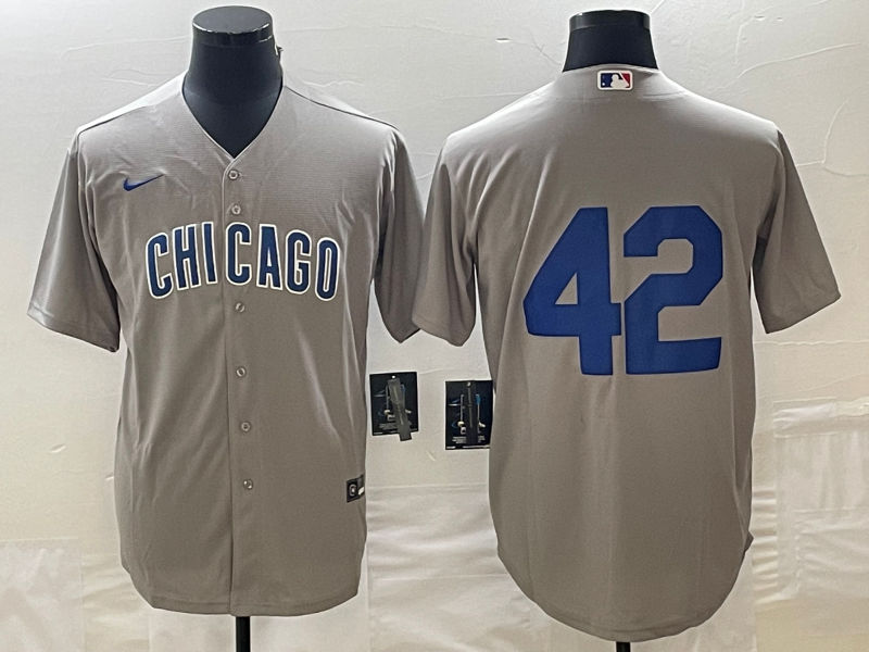Men's Chicago Cubs #42 Gray Road 2024 Jackie Robinson Day Elite Jersey baseball jersey product view 1