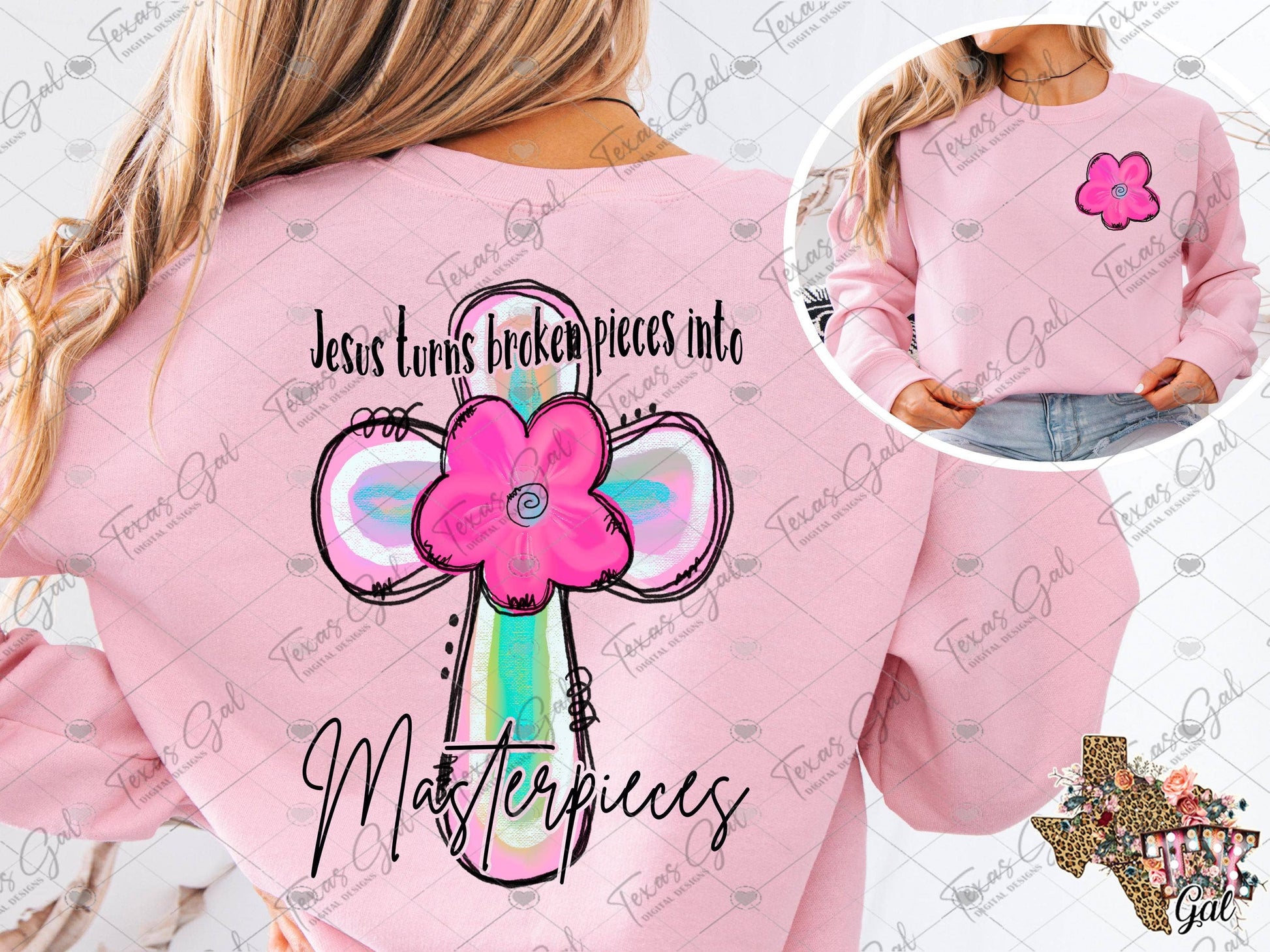 Broken To Masterpiece Hand Drawn Watercolor Cross Christian Unisex T-shirt, Sweatshirt, Hoodie, Long Sleeve Tee - T-Shirt, Sweatshirt, Hoodie
