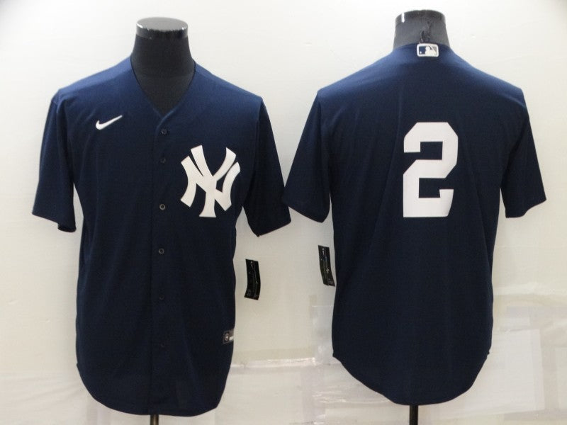 Men's New York Yankees Derek Jeter #2 Navy Replica Player Name Jersey1 baseball jersey product view 1