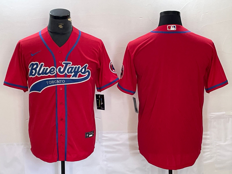 Men's Toronto Blue Jays Red Replica Blank Jersey Joint Edition baseball jersey product view 1