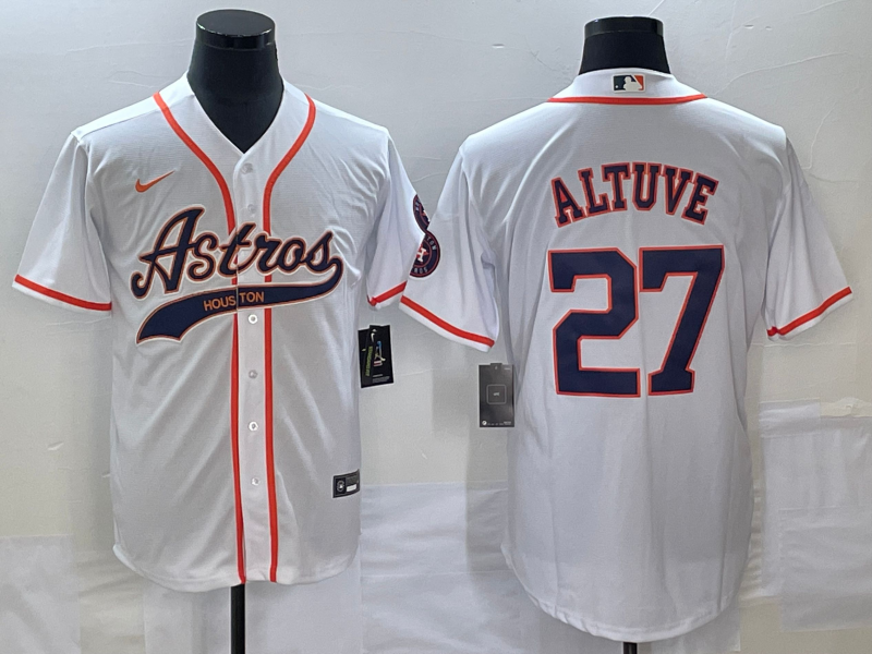 Men's Houston Astros Jose Altuve #27 White Replica Jersey1 Joint Edition baseball jersey product view 1