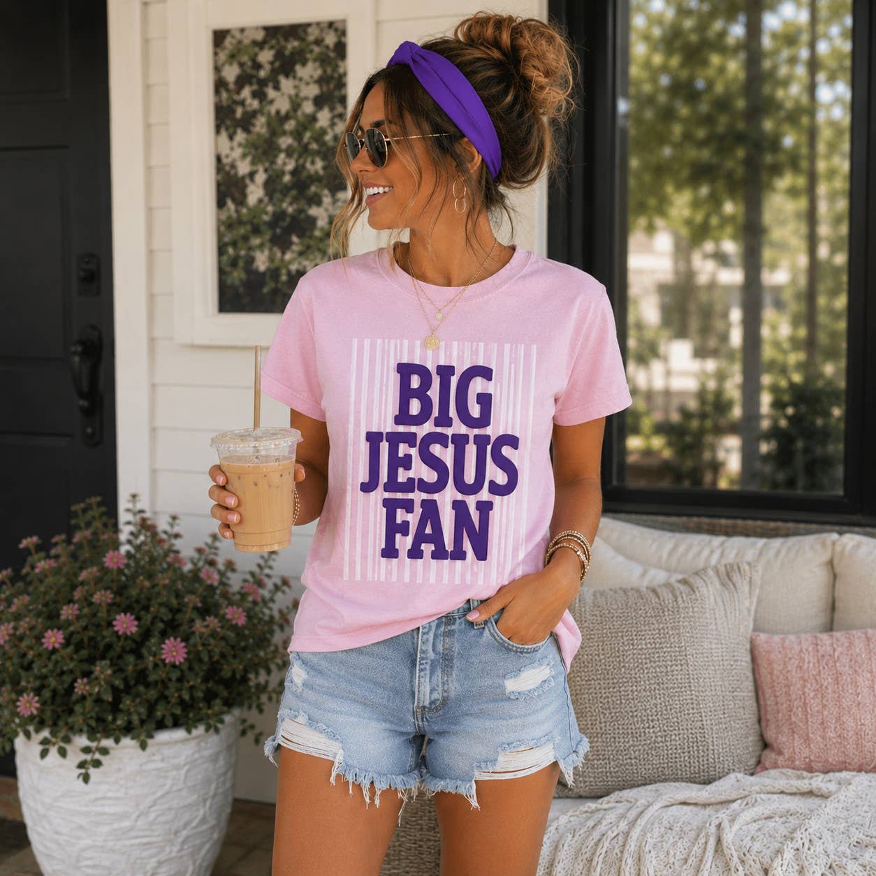 Big Jesus Fan Purple Puff Tee Unisex T-shirt, Sweatshirt, Hoodie, Long Sleeve Tee - T-Shirt, Sweatshirt, Hoodie