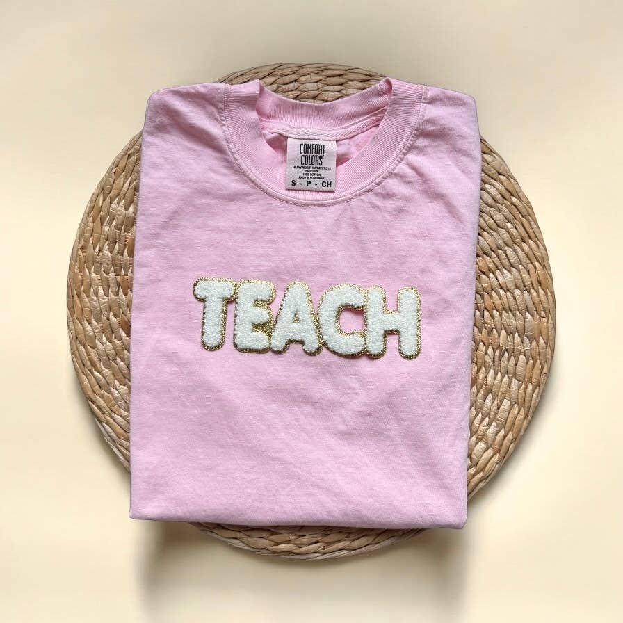 Comfort Colors Chenille Patch Teach Shirt, Teacher Gifts Unisex T-shirt, Sweatshirt, Hoodie, Long Sleeve Tee - T-Shirt, Sweatshirt, Hoodie