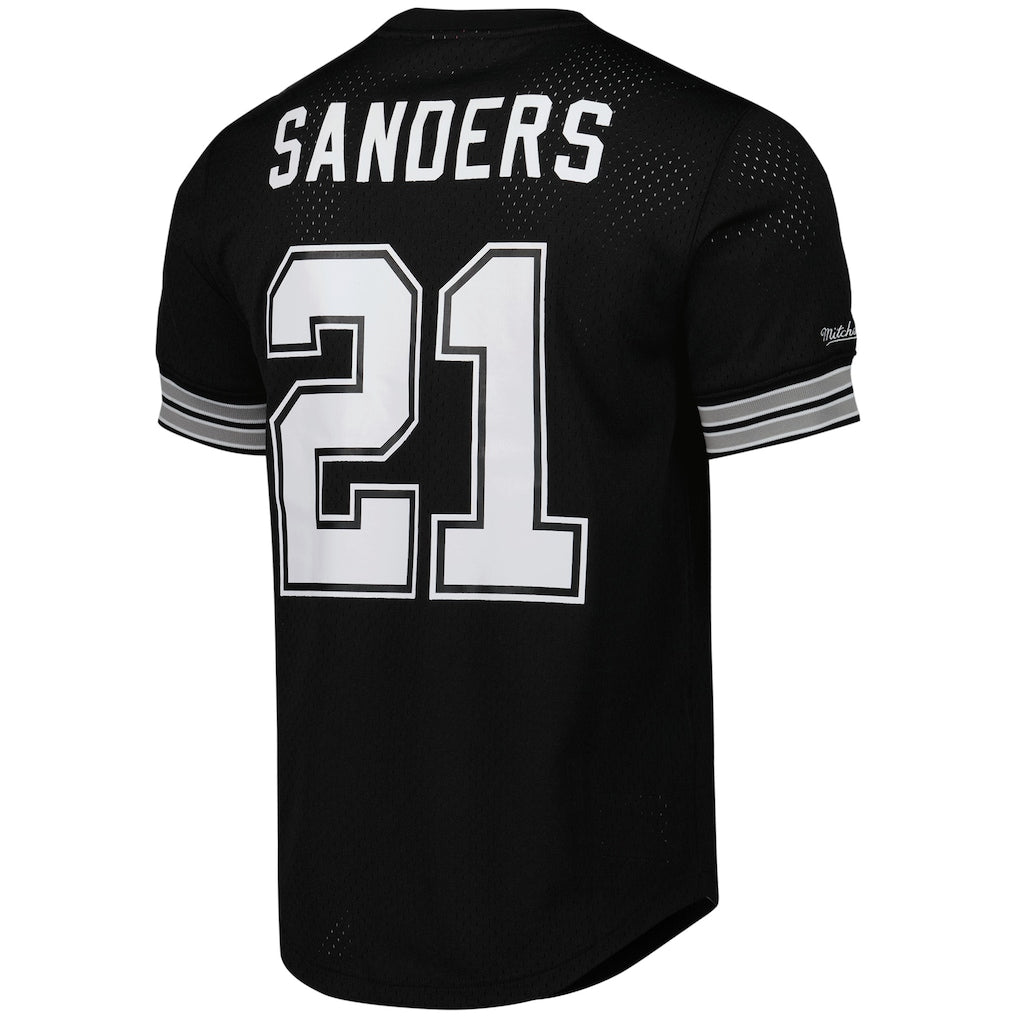 D.Cowboys #21 Deion Sanders Black Retired Player Name & Number Mesh Top Jersey football jersey product view 1