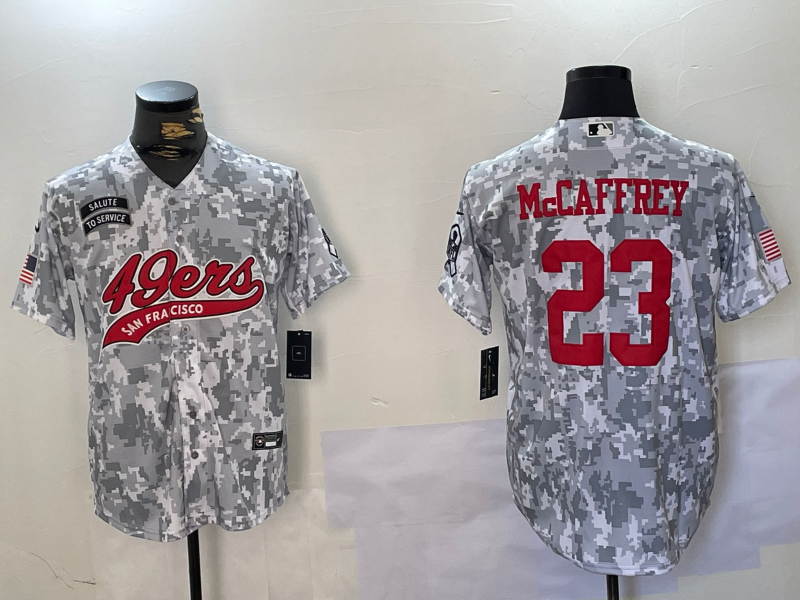 Men's San Francisco 49ers Christian McCaffrey Arctic Camo Salute to Service Limited Jersey football jersey product view 1