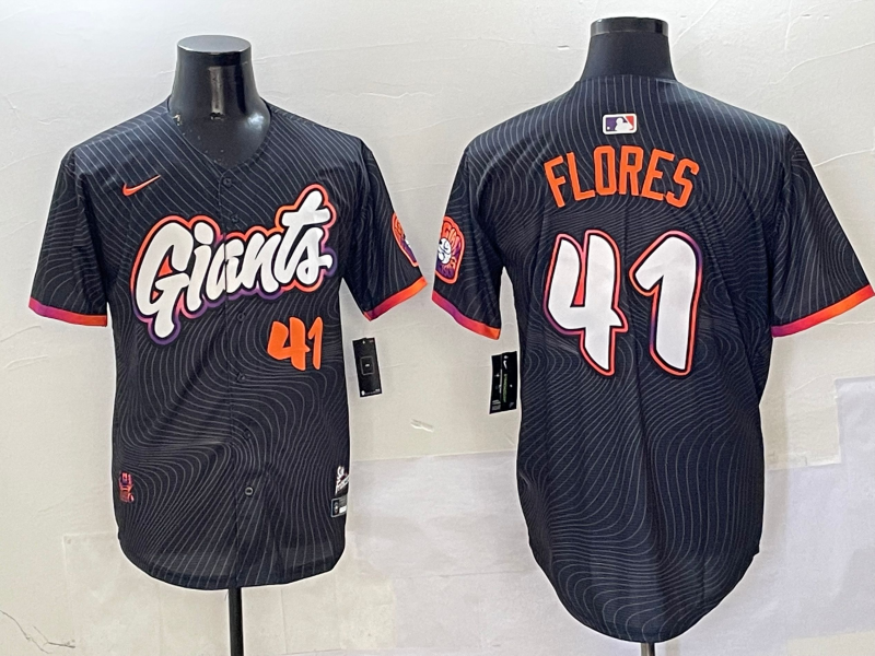 Men's San Francisco Giants Wilmer Flores #41 Black 2025 City Connect Limited Player Jersey baseball jersey product view 1