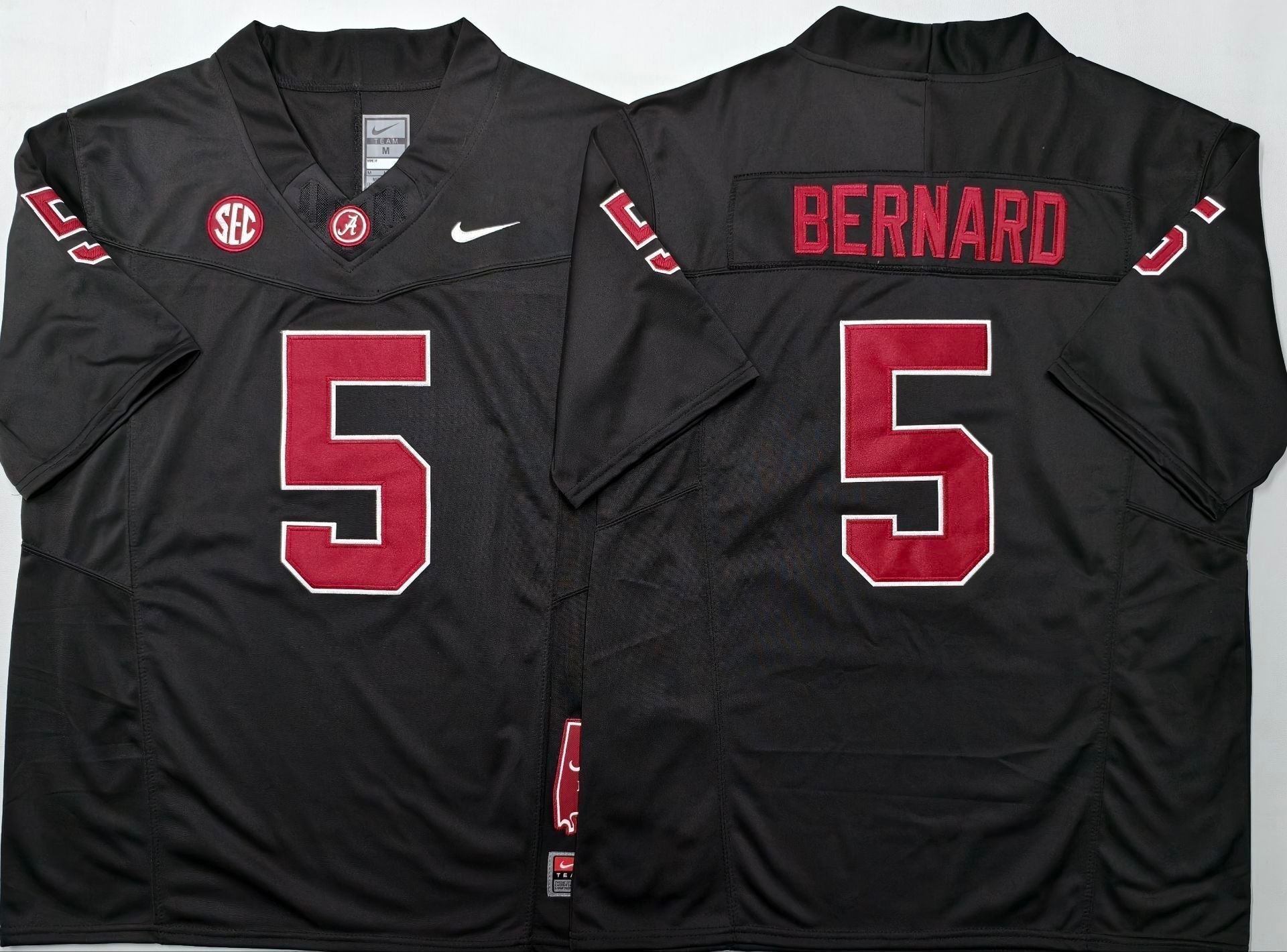 Men's Alabama Crimson Tide Germie Bernard Black Player Game Jersey sports jersey product view 1