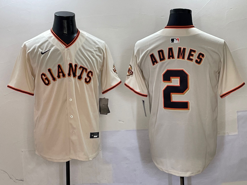 Men's San Francisco Giants Willy Adames #2 Cream Home Replica Player Jersey1 baseball jersey product view 1