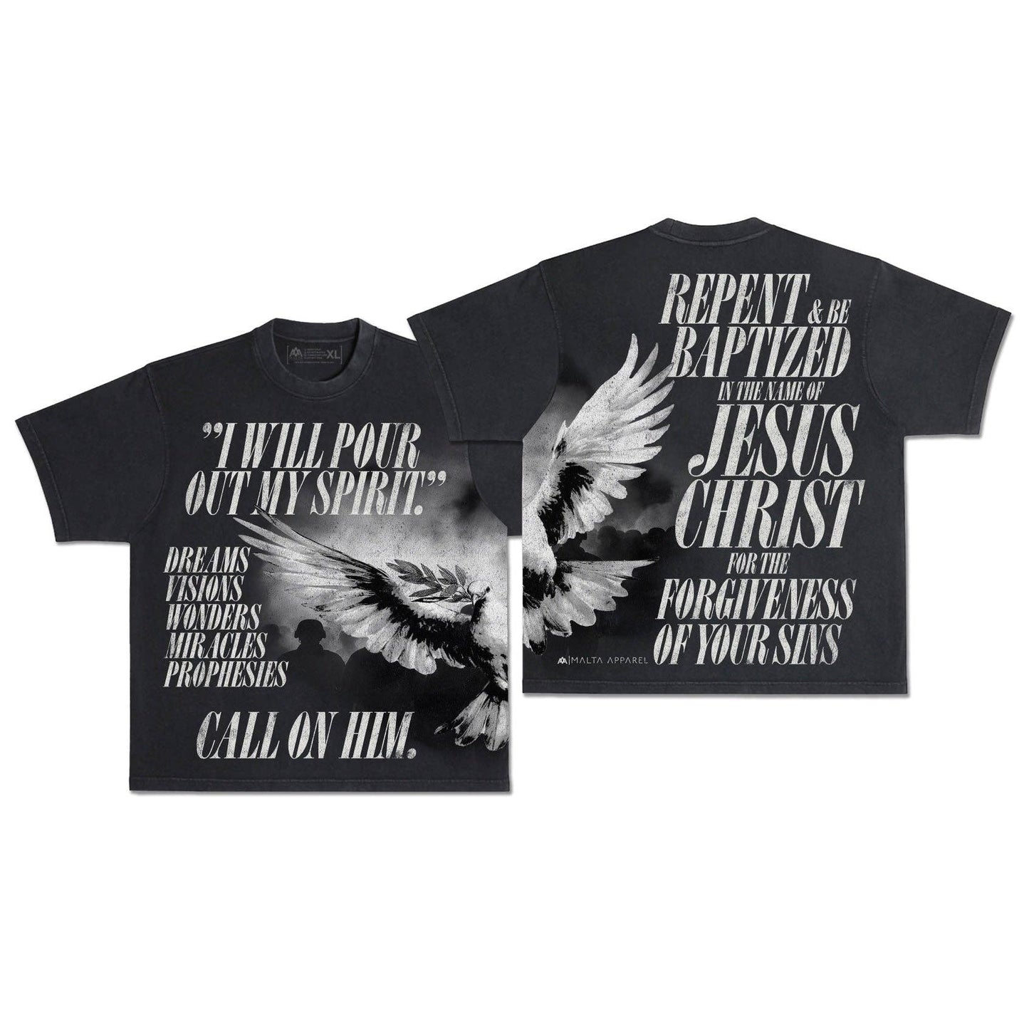 Holy Spirit [Dove] Wrap-Around Tee (Oversized Fit) Unisex T-shirt, Sweatshirt, Hoodie, Long Sleeve Tee - T-Shirt, Sweatshirt, Hoodie
