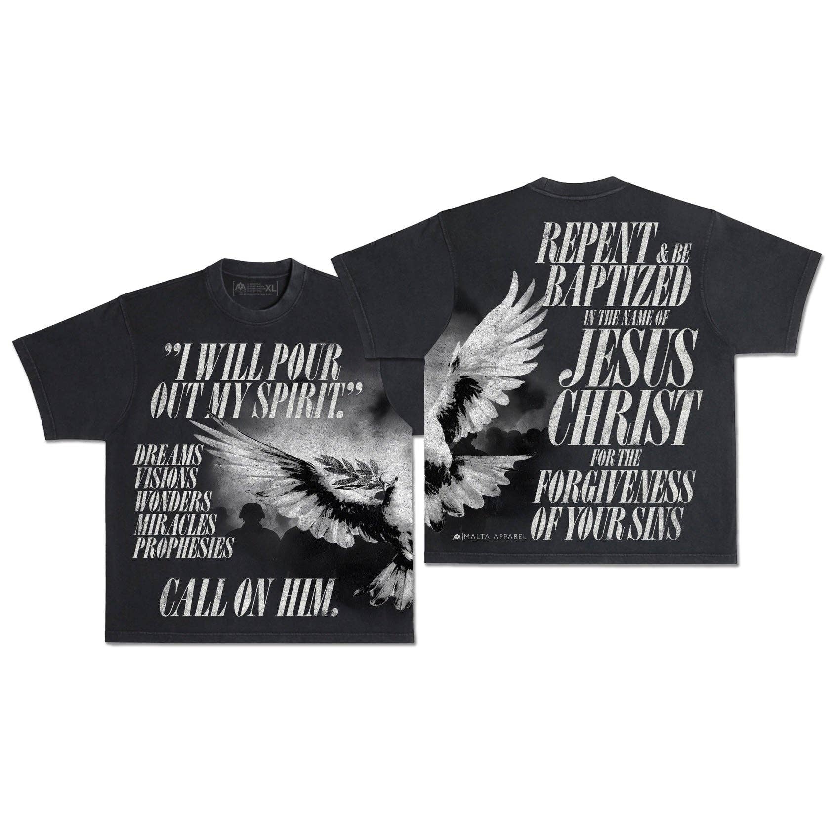 Holy Spirit [Dove] Wrap-Around Tee (Oversized Fit) Unisex T-shirt, Sweatshirt, Hoodie, Long Sleeve Tee - T-Shirt, Sweatshirt, Hoodie