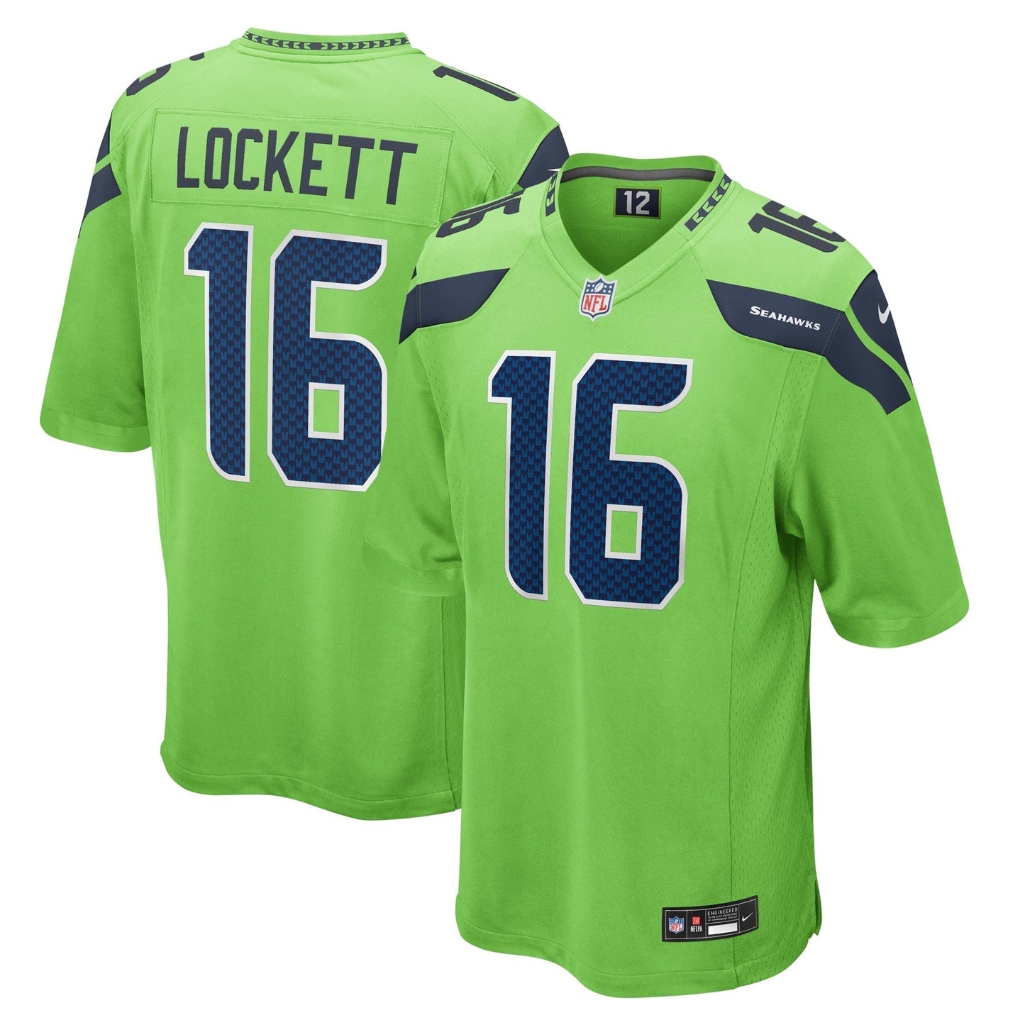 Tyler Lockett Seattle Seahawks Game Jersey - Neon Green football jersey product view 1