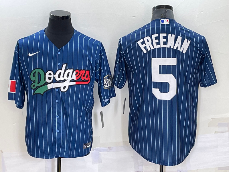 Men's Los Angeles Dodgers Freddie Freeman #5 Blue Authentic Game Jersey1 baseball jersey product view 1