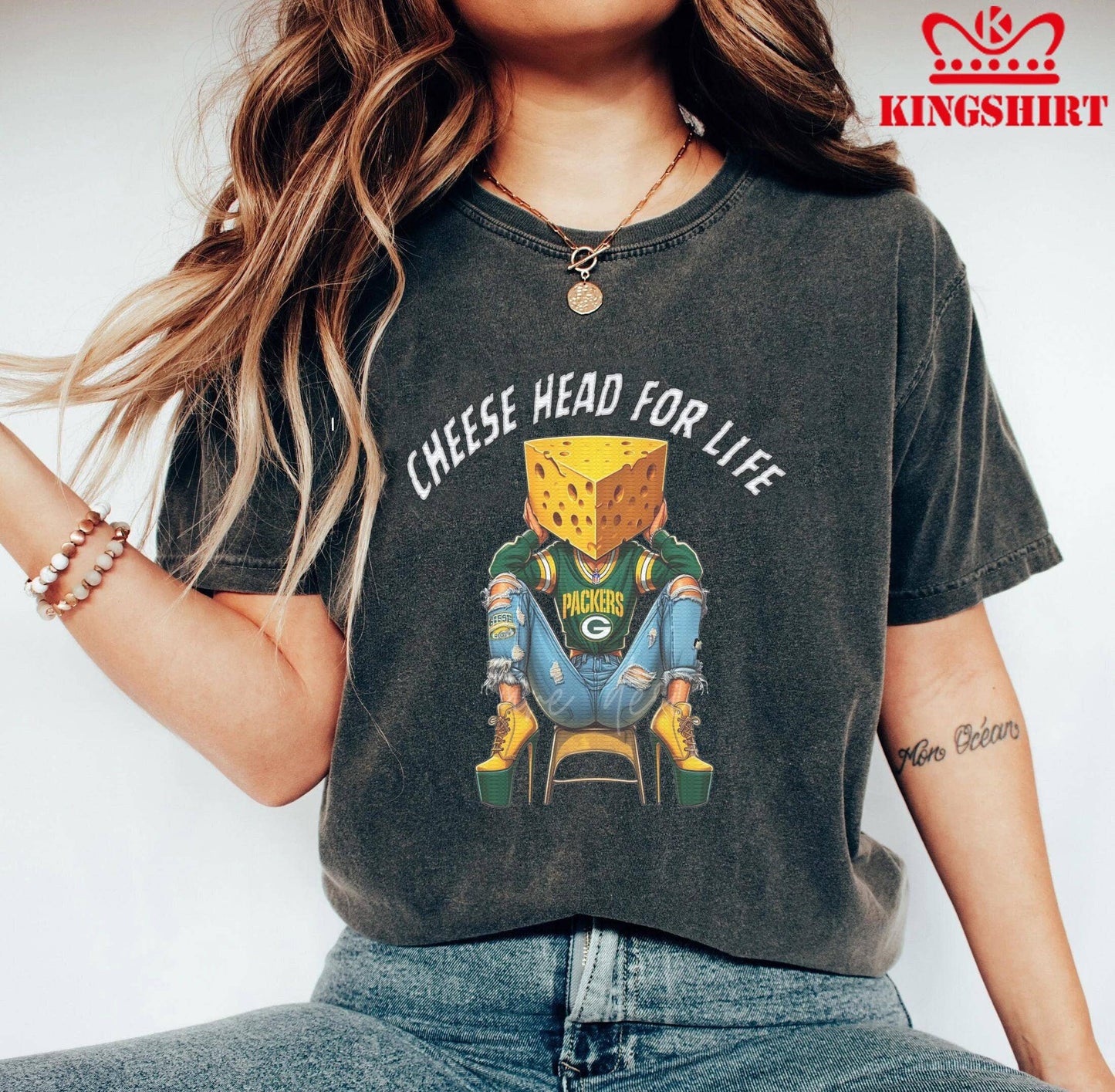 Cheese Head For Life - Go Packers Unisex T-shirt, Sweatshirt, Hoodie, Long Sleeve Tee - T-Shirt, Sweatshirt, Hoodie
