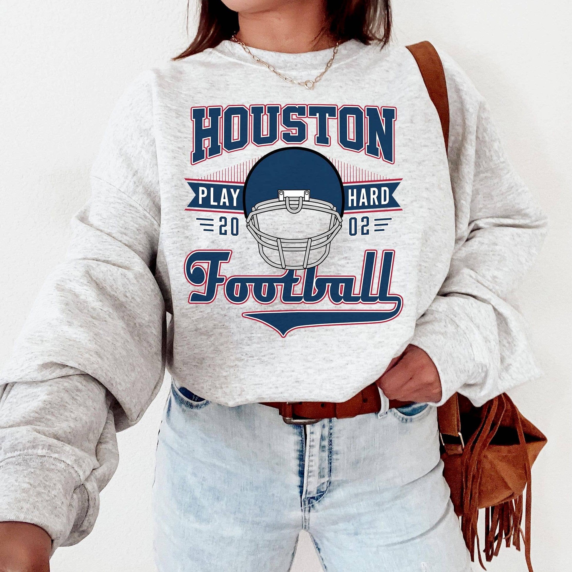 Vintage Retro Houston Football Sweatshirt For Texan Fans Unisex T-shirt, Sweatshirt, Hoodie, Long Sleeve Tee - T-Shirt, Sweatshirt, Hoodie