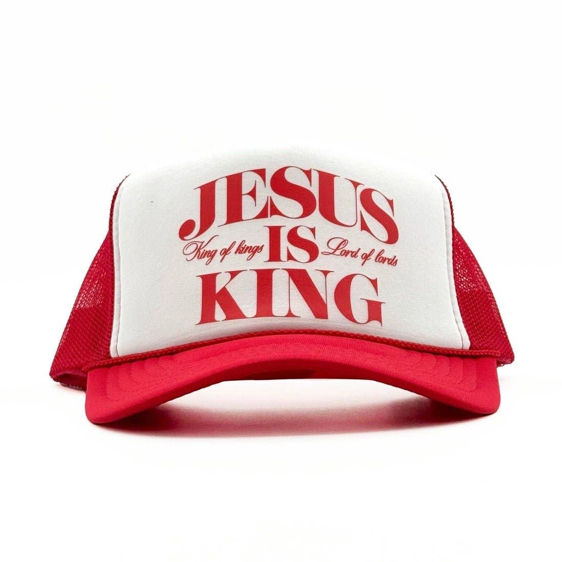 Jesus Is King Foam Trucker - Red/White Unisex T-shirt, Sweatshirt, Hoodie, Long Sleeve Tee - T-Shirt, Sweatshirt, Hoodie