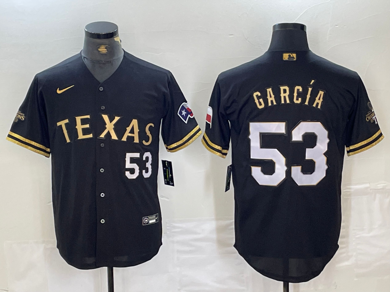 Men's Texas Rangers Adolis Garcia Black Replica Team Jersey baseball jersey product view 1