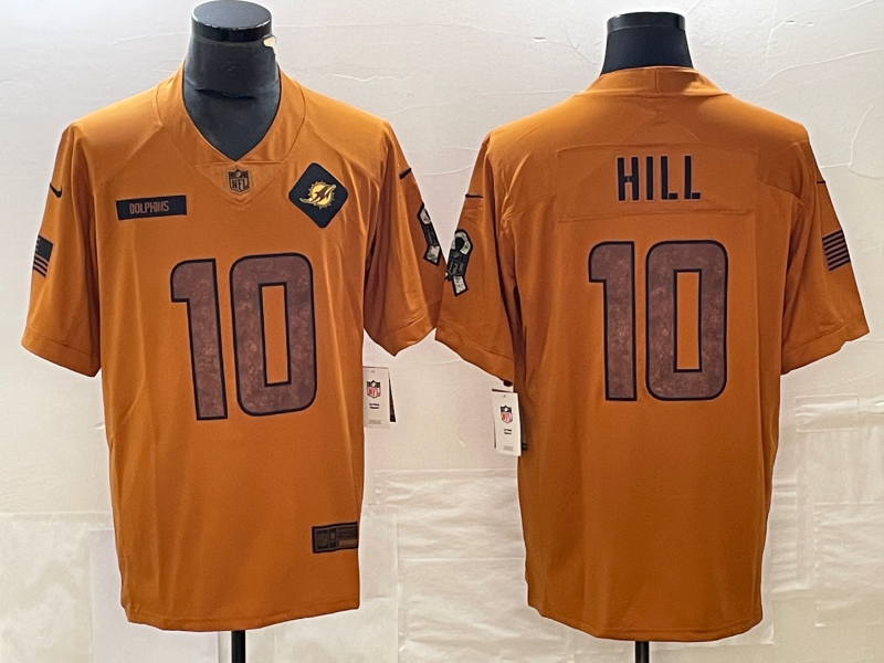 Men's Miami Dolphins Tyreek Hill Brown 2023 Salute To Service Limited Jersey football jersey product view 1