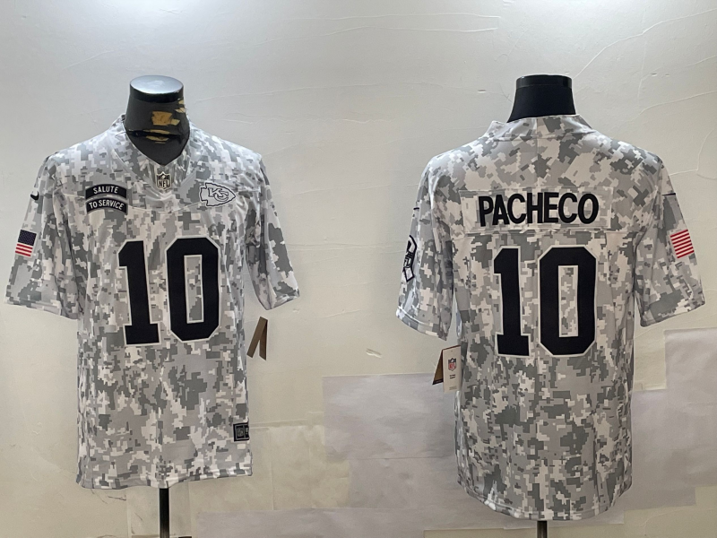 Men's Kansas City Chiefs Isiah Pacheco #10 Arctic Camo 2024 Salute to Service Limited Jersey1 football jersey product view 1