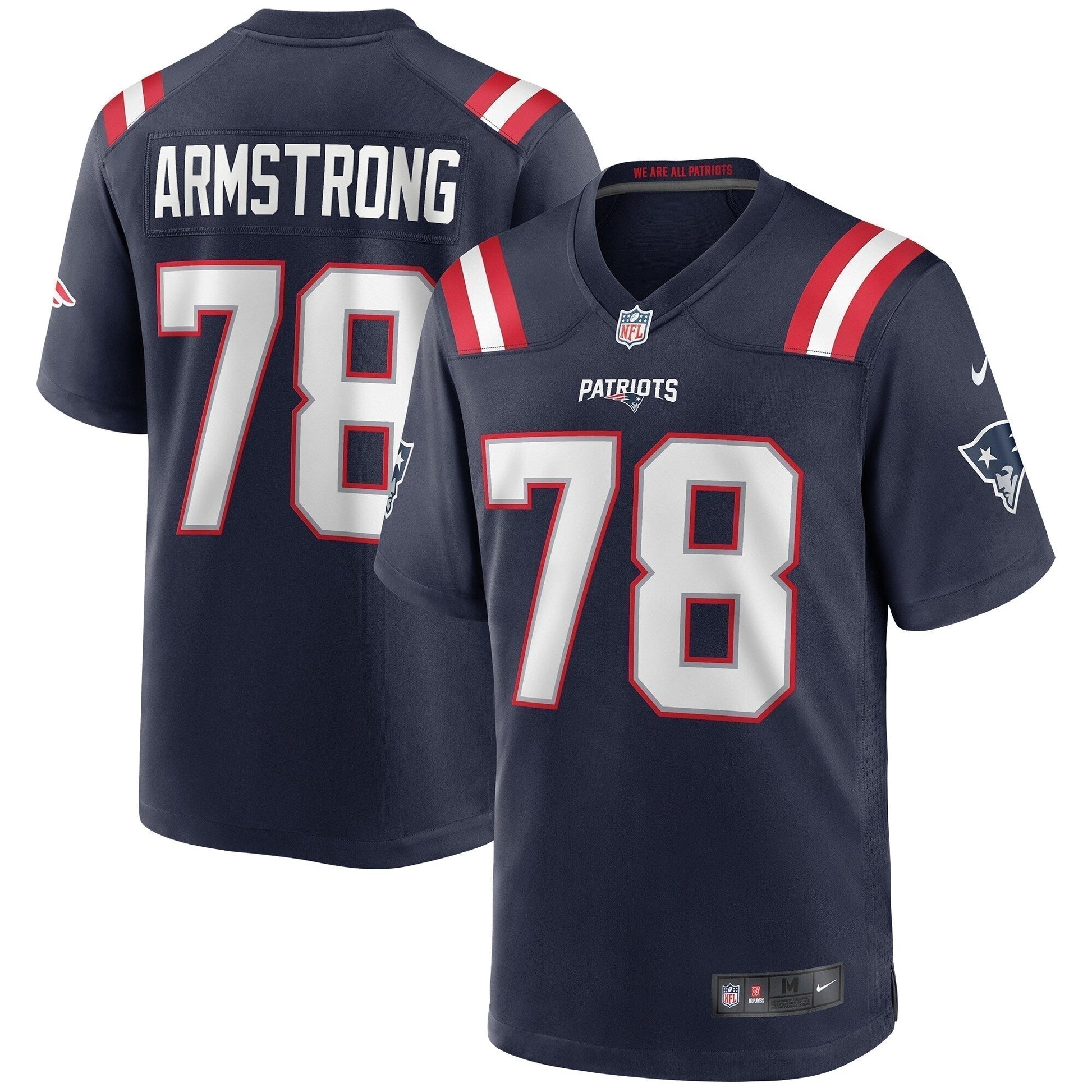 Bruce Armstrong New England Patriots Game Retired Jersey - Navy football jersey product view 1