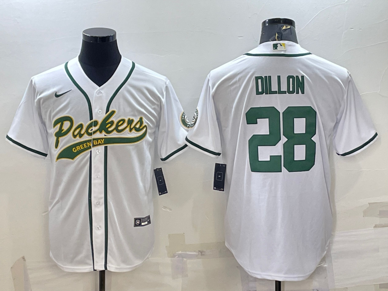 Men's Green Bay Packers AJ Dillon White Game Jersey Joint Edition football jersey product view 1