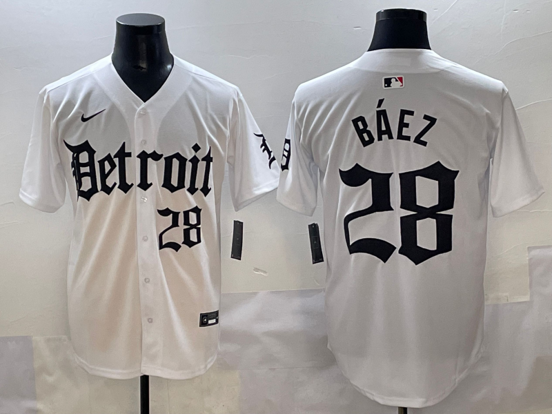 Men's Detroit Tigers Javier Baez White Game Jersey baseball jersey product view 1
