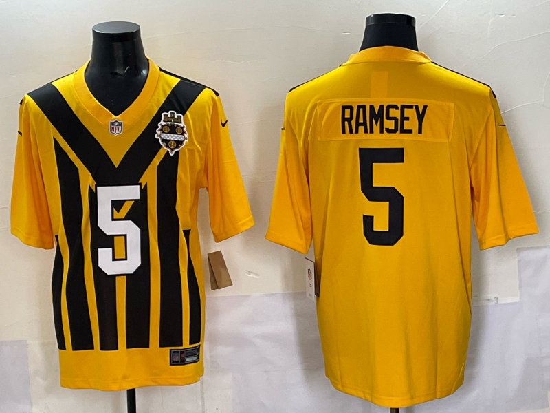 Men's Pittsburgh Steelers Jalen Ramsey Gold Alternate 1933 Throwback Game Jersey football jersey product view 1