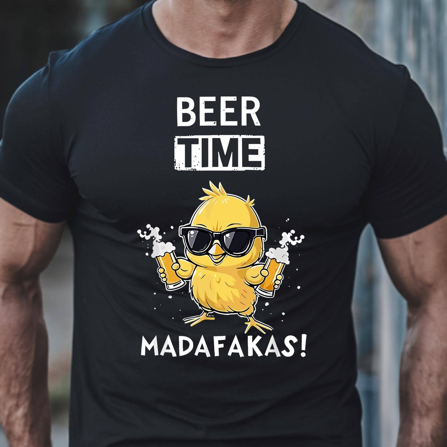 Beer Time Madafakas Funny Chick Cool Chicken Drinking Beer Unisex T-shirt, Sweatshirt, Hoodie, Long Sleeve Tee - T-Shirt, Sweatshirt, Hoodie
