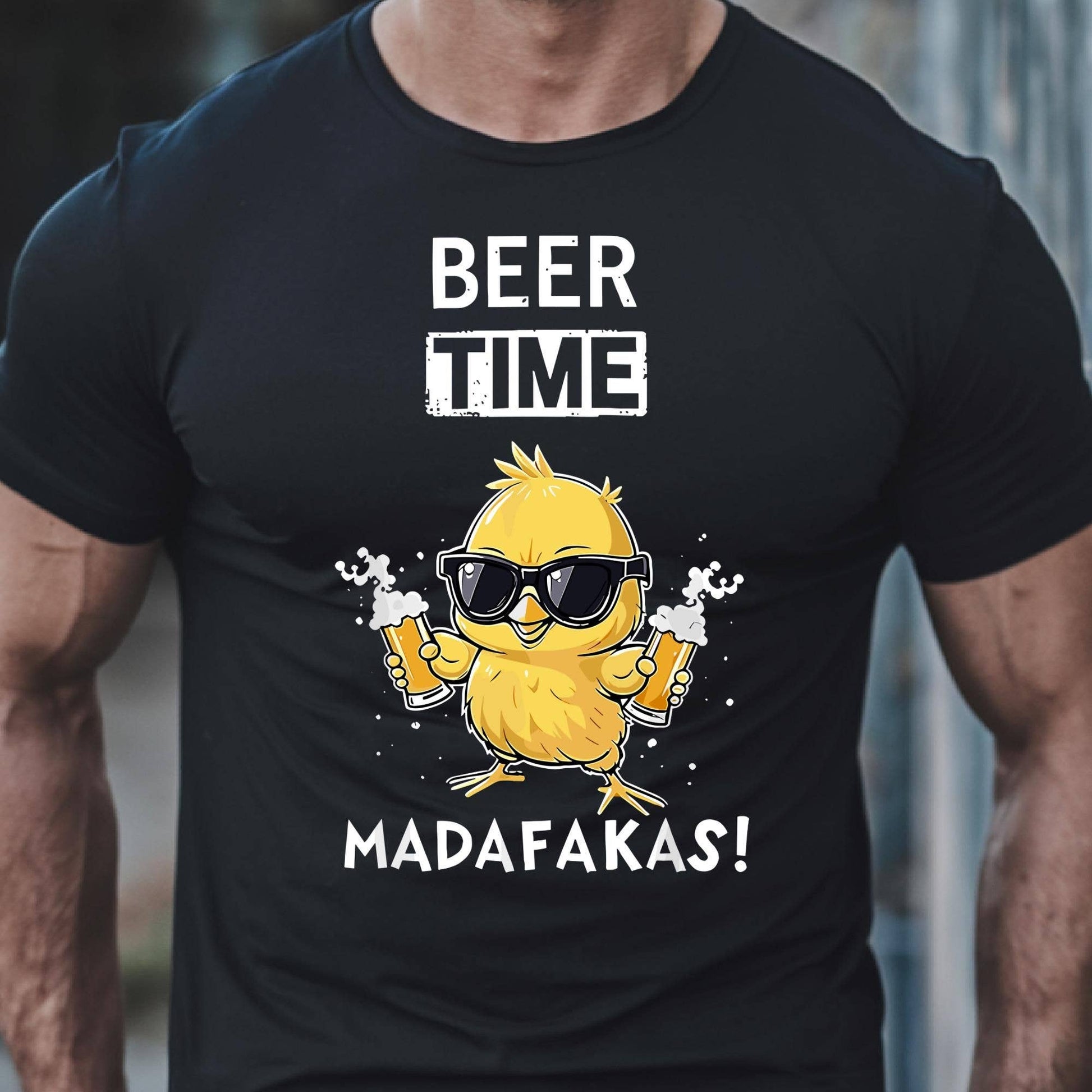 Beer Time Madafakas Funny Chick Cool Chicken Drinking Beer Unisex T-shirt, Sweatshirt, Hoodie, Long Sleeve Tee - T-Shirt, Sweatshirt, Hoodie