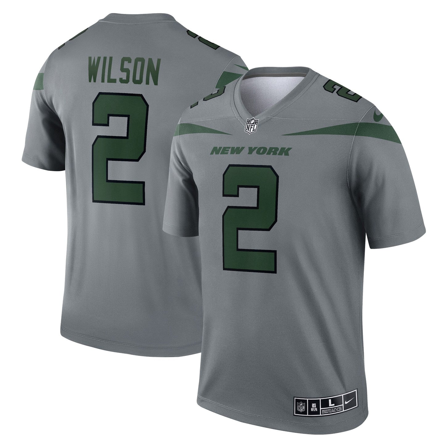 Zach Wilson New York Jets Inverted Legend Jersey - Gray football jersey product view 1
