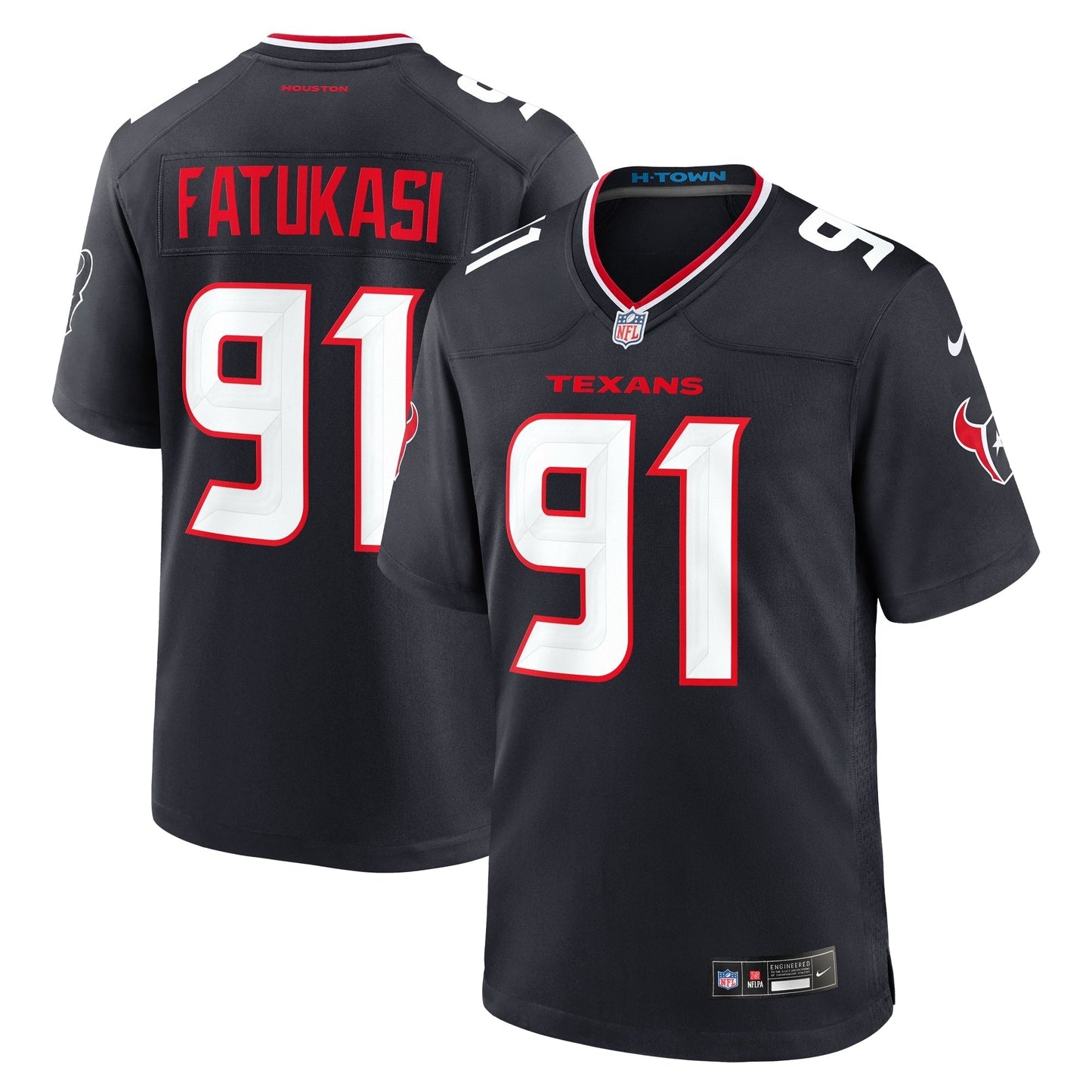 Houston Texans Folorunso Fatukasi Navy Team Game Jersey football jersey product view 1