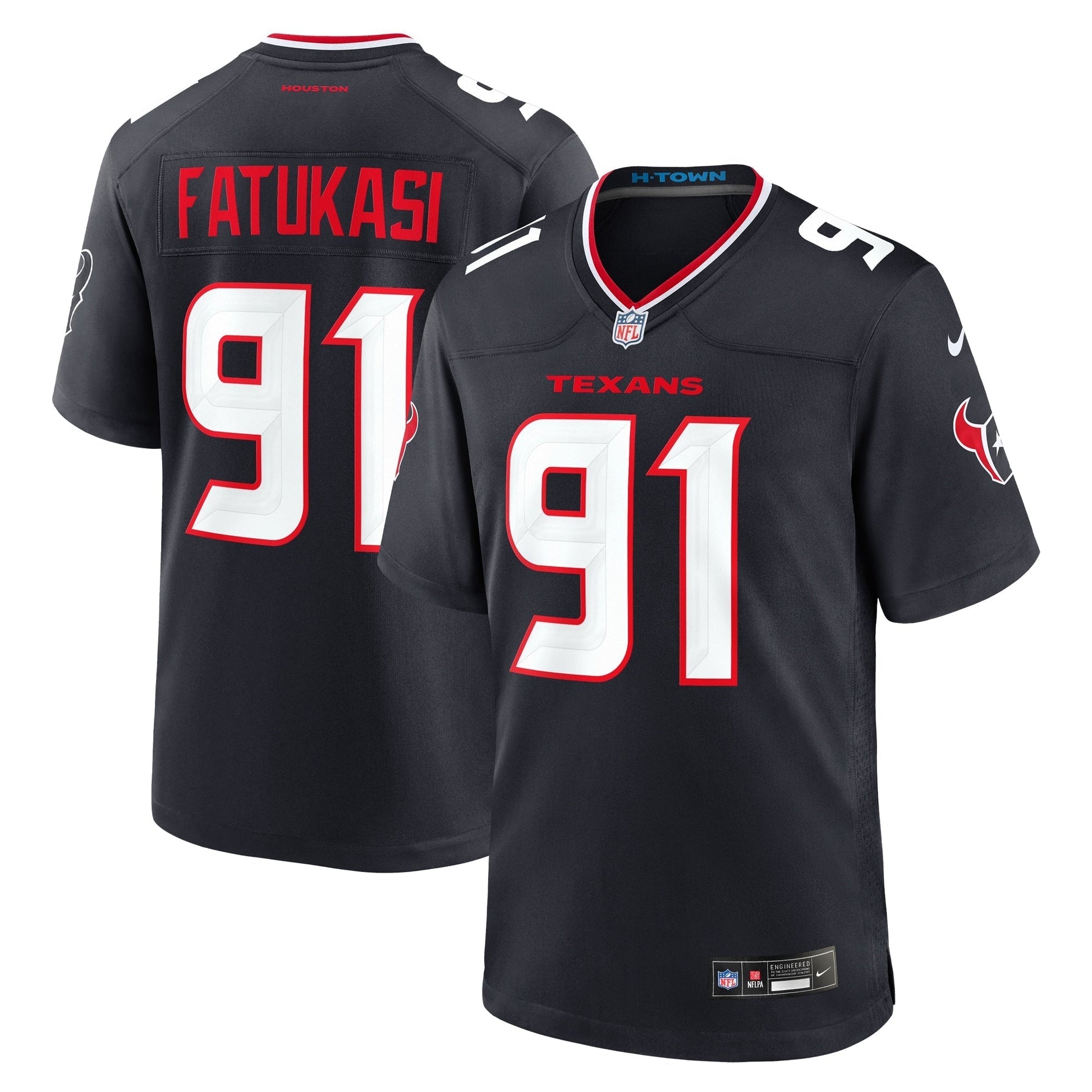 Houston Texans Folorunso Fatukasi Navy Team Game Jersey football jersey product view 1