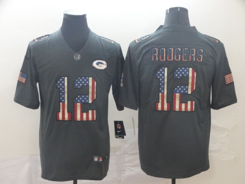 Men's Green Bay Packers #12 Aaron Rodgers Black Game Team Jersey1 football jersey product view 1