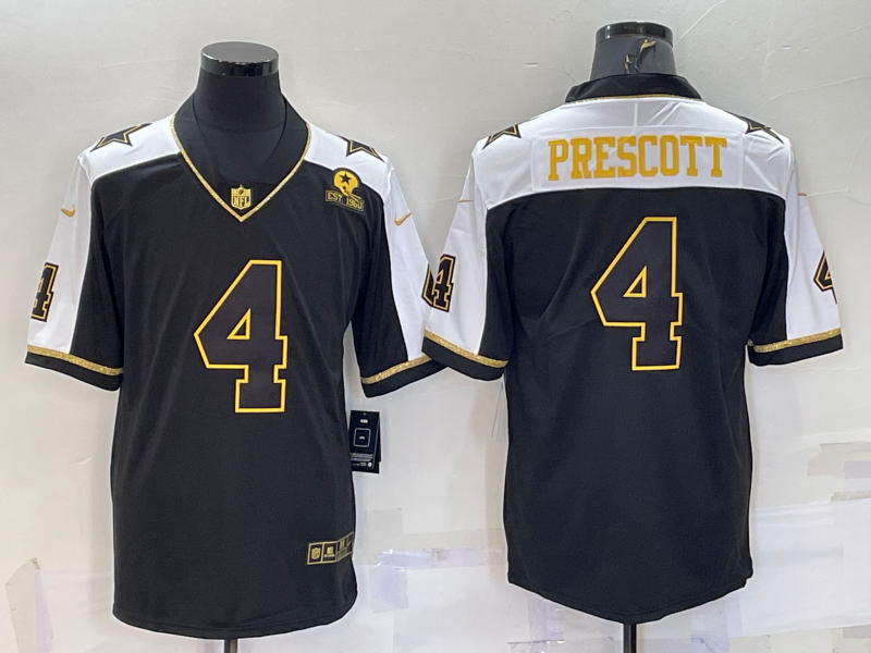 Men's Dallas Cowboys Dak Prescott #4 Black Player Jersey1 football jersey product view 1