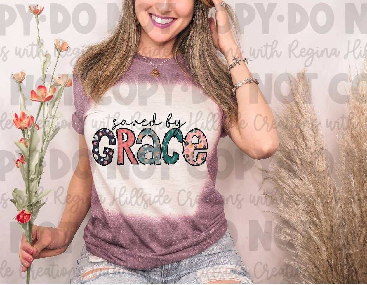 Bleached Christian Tee Saved By Grace Floral, Bible, Jesus Unisex T-shirt, Sweatshirt, Hoodie, Long Sleeve Tee - T-Shirt, Sweatshirt, Hoodie