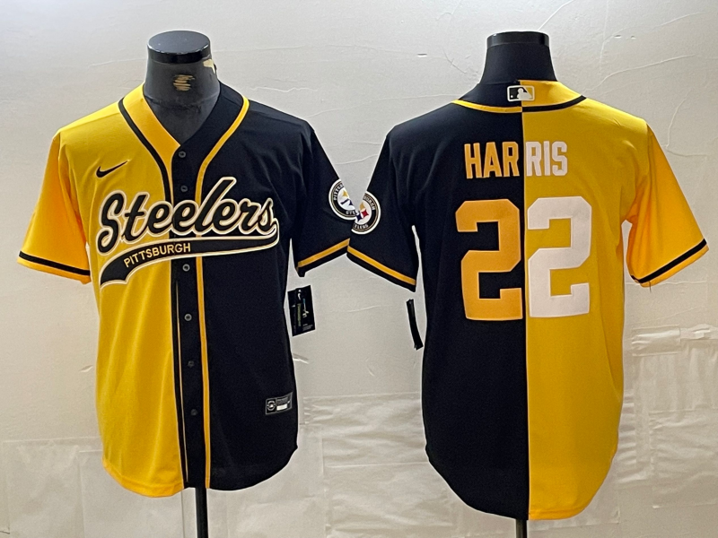 Men's Pittsburgh Steelers Najee Harris Yellow/Black Game Jersey Joint Edition football jersey product view 1