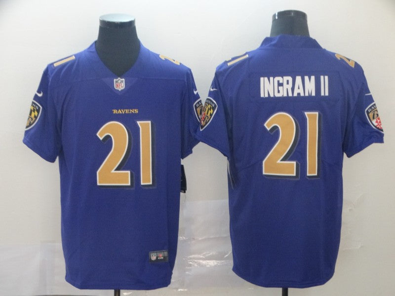 Men's Baltimore Ravens Mark Ingram II #21 Purple Game Jersey1 football jersey product view 1