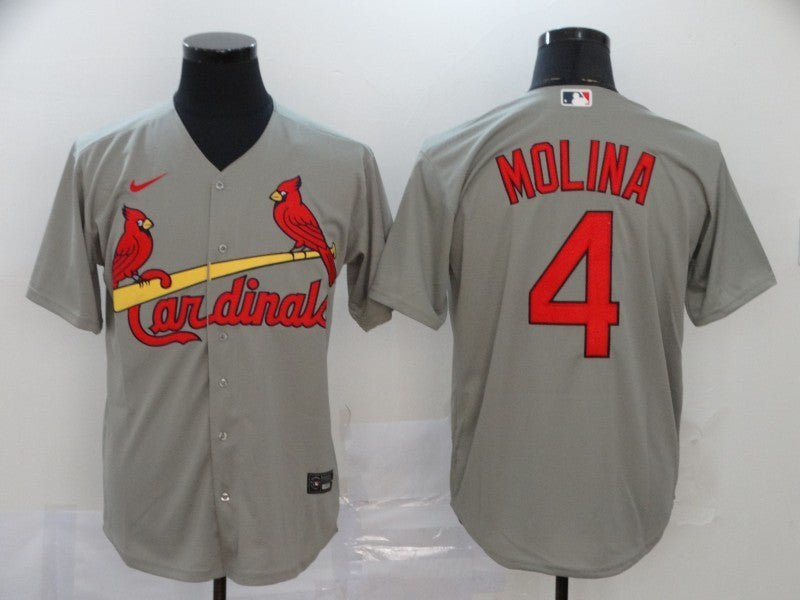 Men's St. Louis Cardinals Yadier Molina #4 Gray Replica Baseball Jersey baseball jersey product view 1