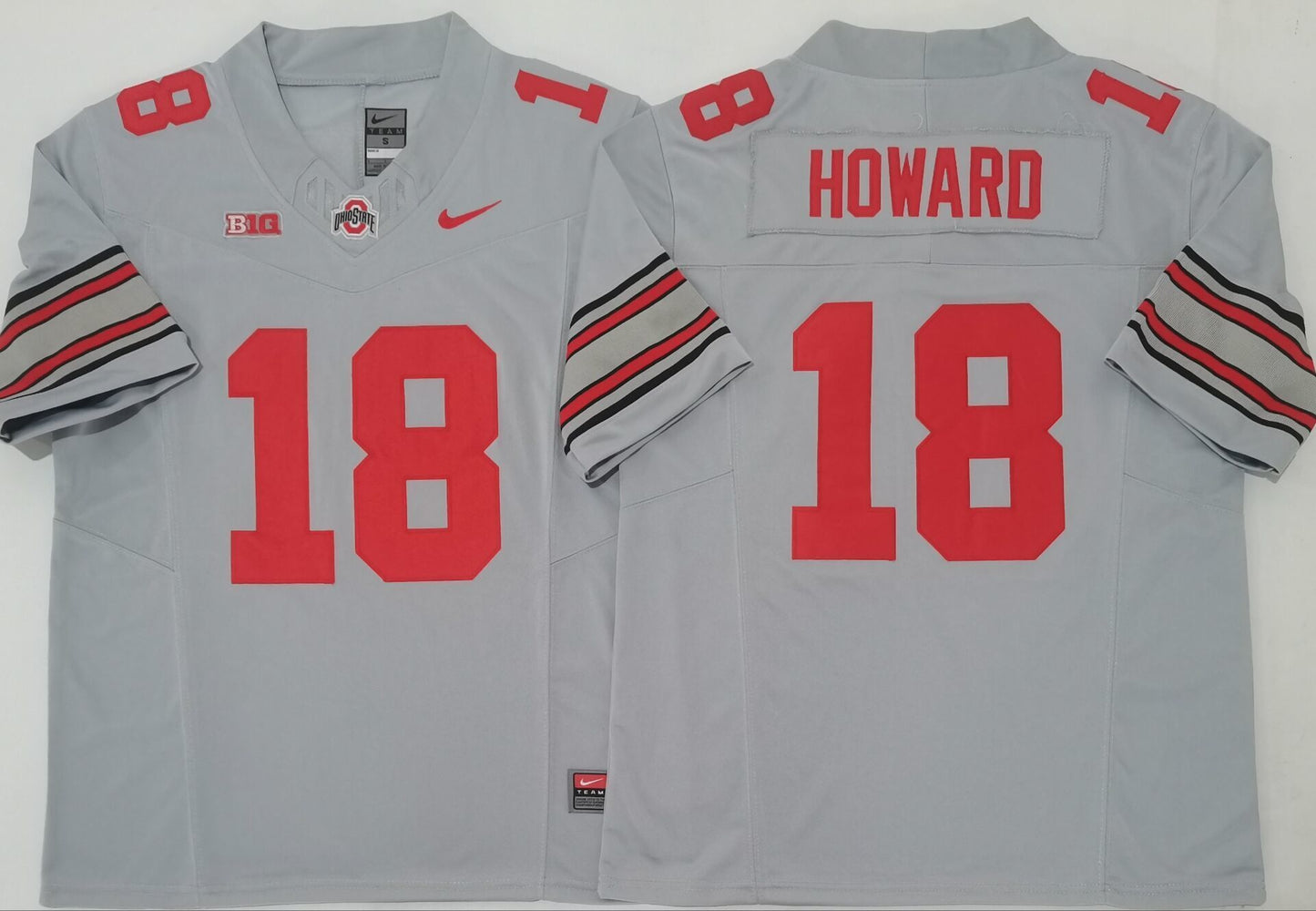 Men's Ohio State Buckeyes Will Howard #18 Gray Player Game Jersey sports jersey product view 1